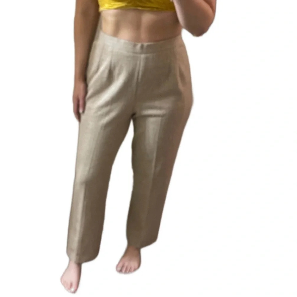Vintage high waisted super soft trouser pants Sz 30 tan striped women’s sz sm